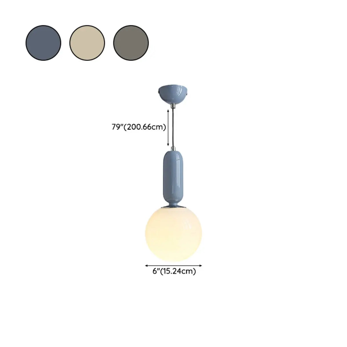 Modern Bedroom Blue White Glass Triple Globe Pendant Light 