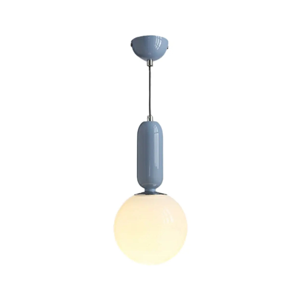 Modern Bedroom Blue White Glass Triple Globe Pendant Light Image - 5