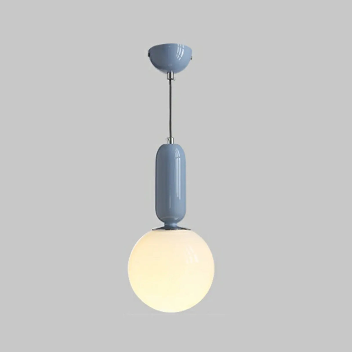 Modern Bedroom Blue White Glass Triple Globe Pendant Light Image - 6