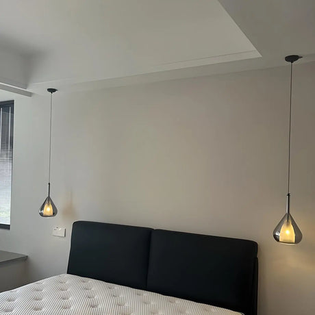 Modern Bedroom Clear Glass Teardrop Pendant Light Image - 1