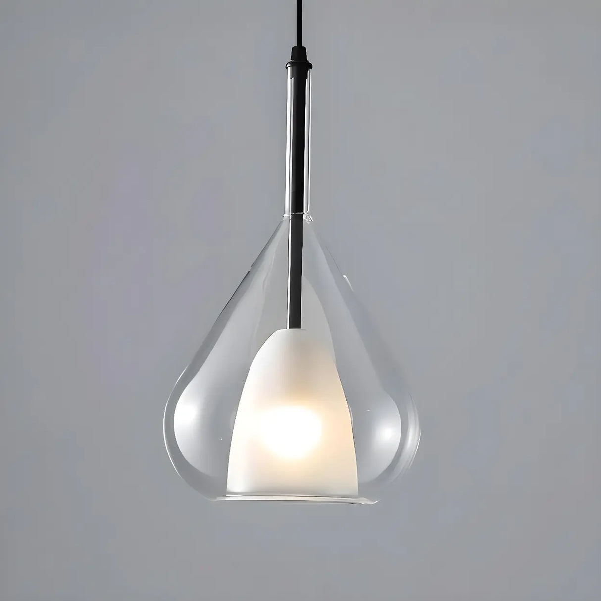 Modern Bedroom Clear Glass Teardrop Pendant Light Image - 16