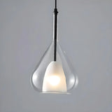 Modern Bedroom Clear Glass Teardrop Pendant Light Image - 16