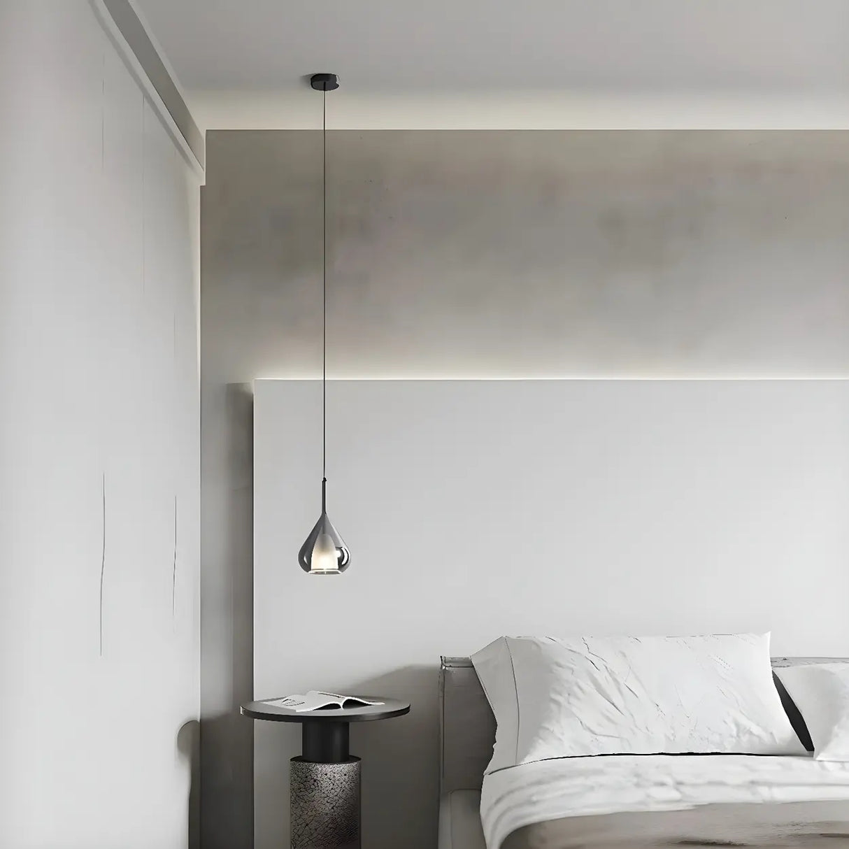 Modern Bedroom Clear Glass Teardrop Pendant Light Image - 20
