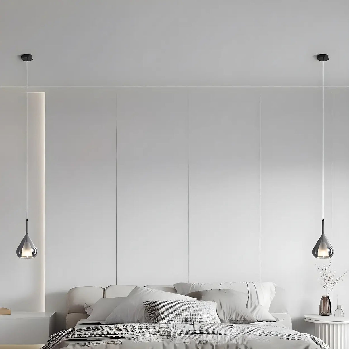 Modern Bedroom Clear Glass Teardrop Pendant Light Image - 21