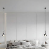 Modern Bedroom Clear Glass Teardrop Pendant Light Image - 21