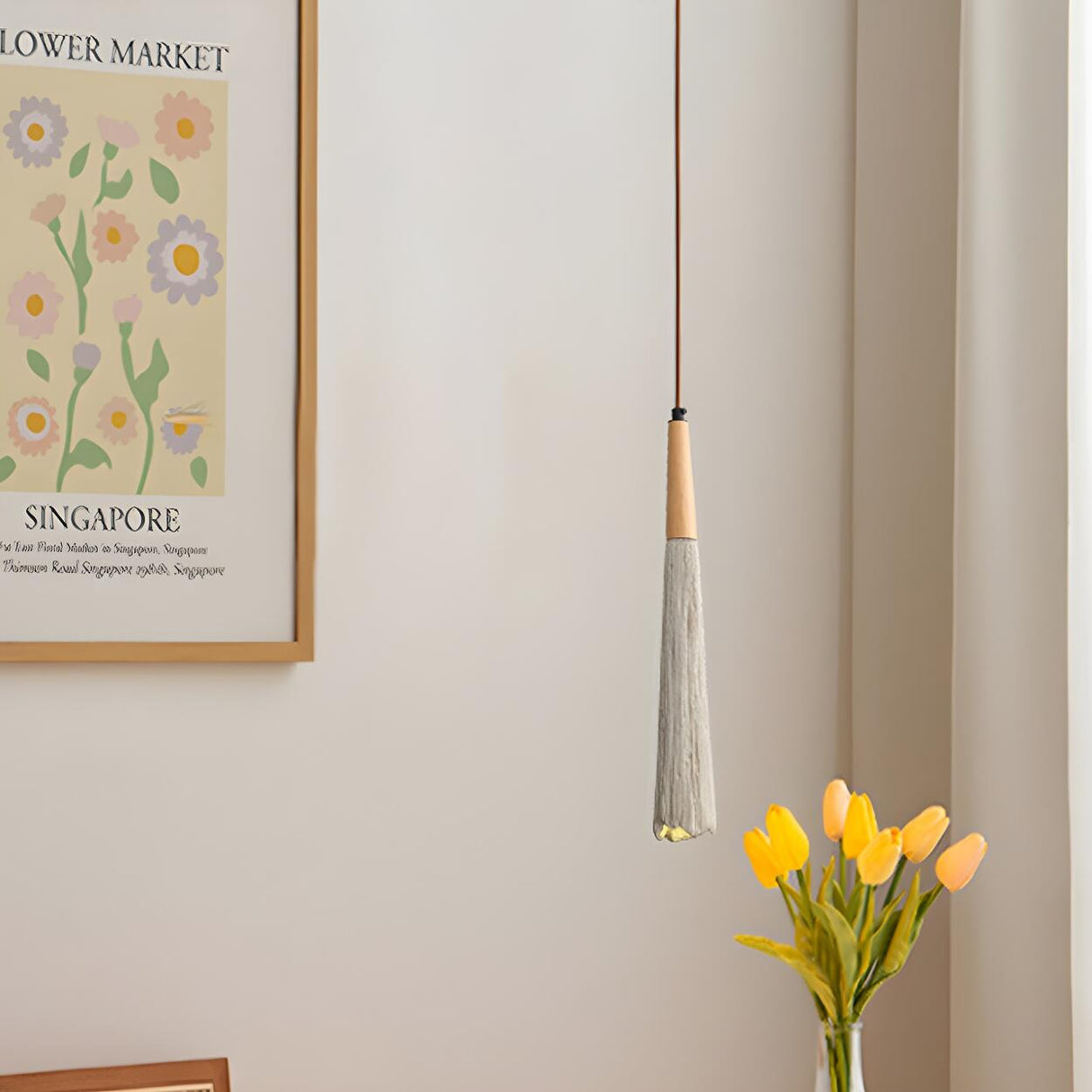Modern Bedroom Concrete Tapered Geometric Pendant Light Image - 4