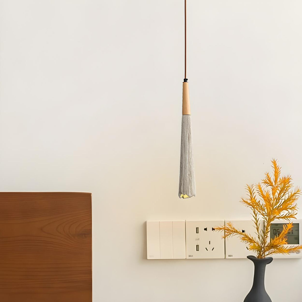 Modern Bedroom Concrete Tapered Geometric Pendant Light Image - 5