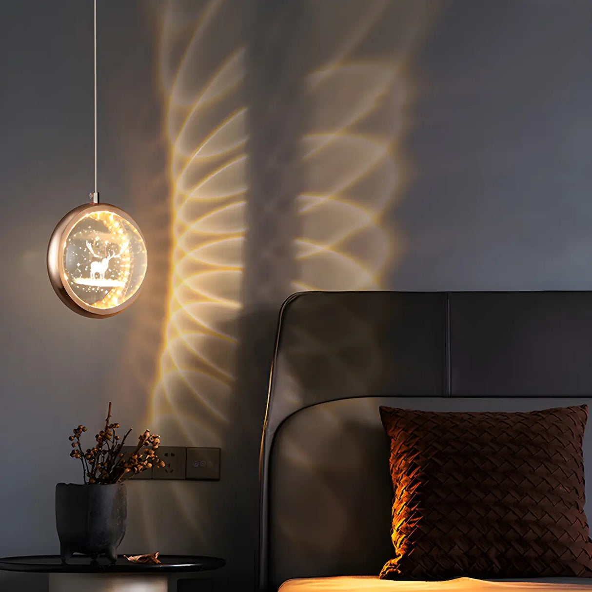Modern Bedroom Dolphin LED Infinity Mirro Pendant Light Image - 15
