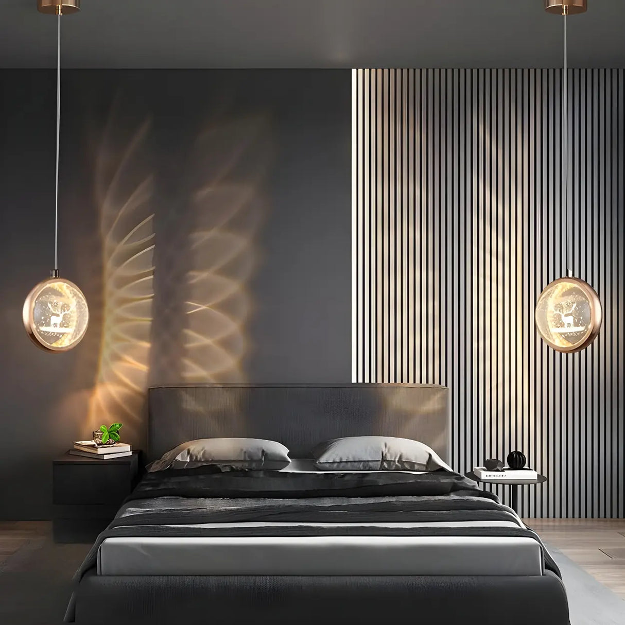 Modern Bedroom Dolphin LED Infinity Mirro Pendant Light Image - 16