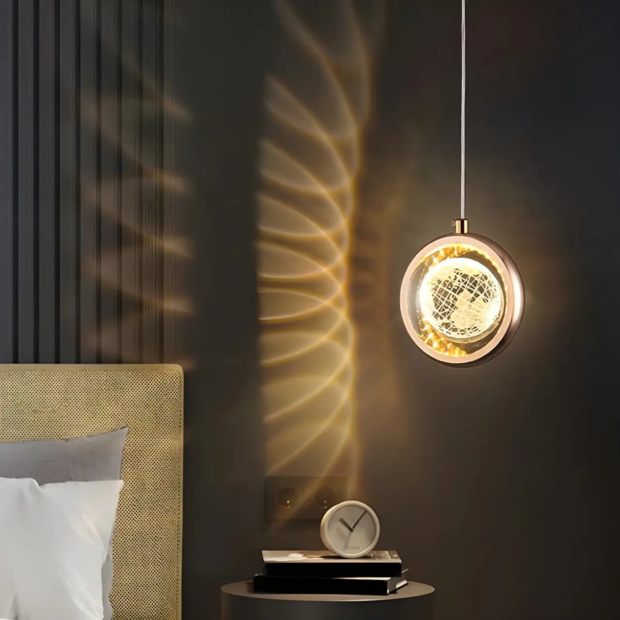 Modern Bedroom Dolphin LED Infinity Mirro Pendant Light Image - 3
