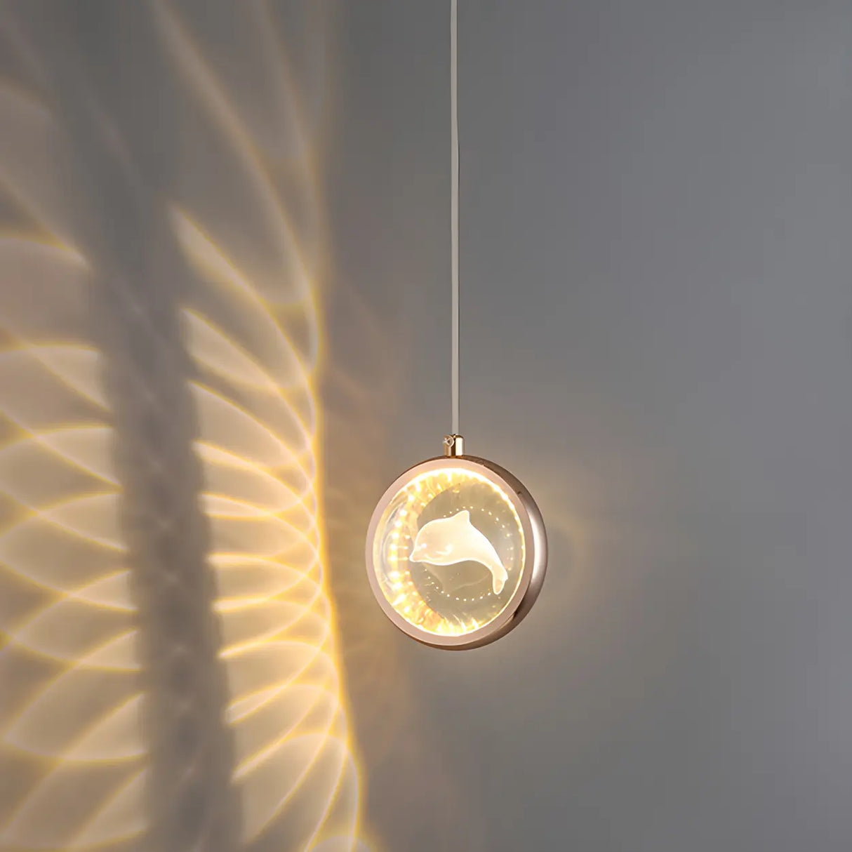 Modern Bedroom Dolphin LED Infinity Mirro Pendant Light Image - 4