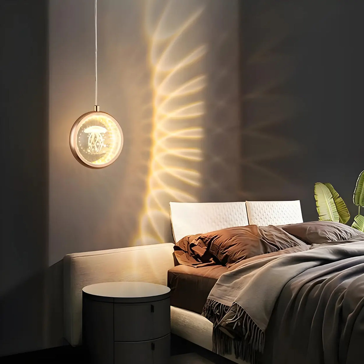 Modern Bedroom Dolphin LED Infinity Mirro Pendant Light Image - 7