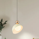 Modern Bedroom Dome White Glass Pendant Light Image - 14