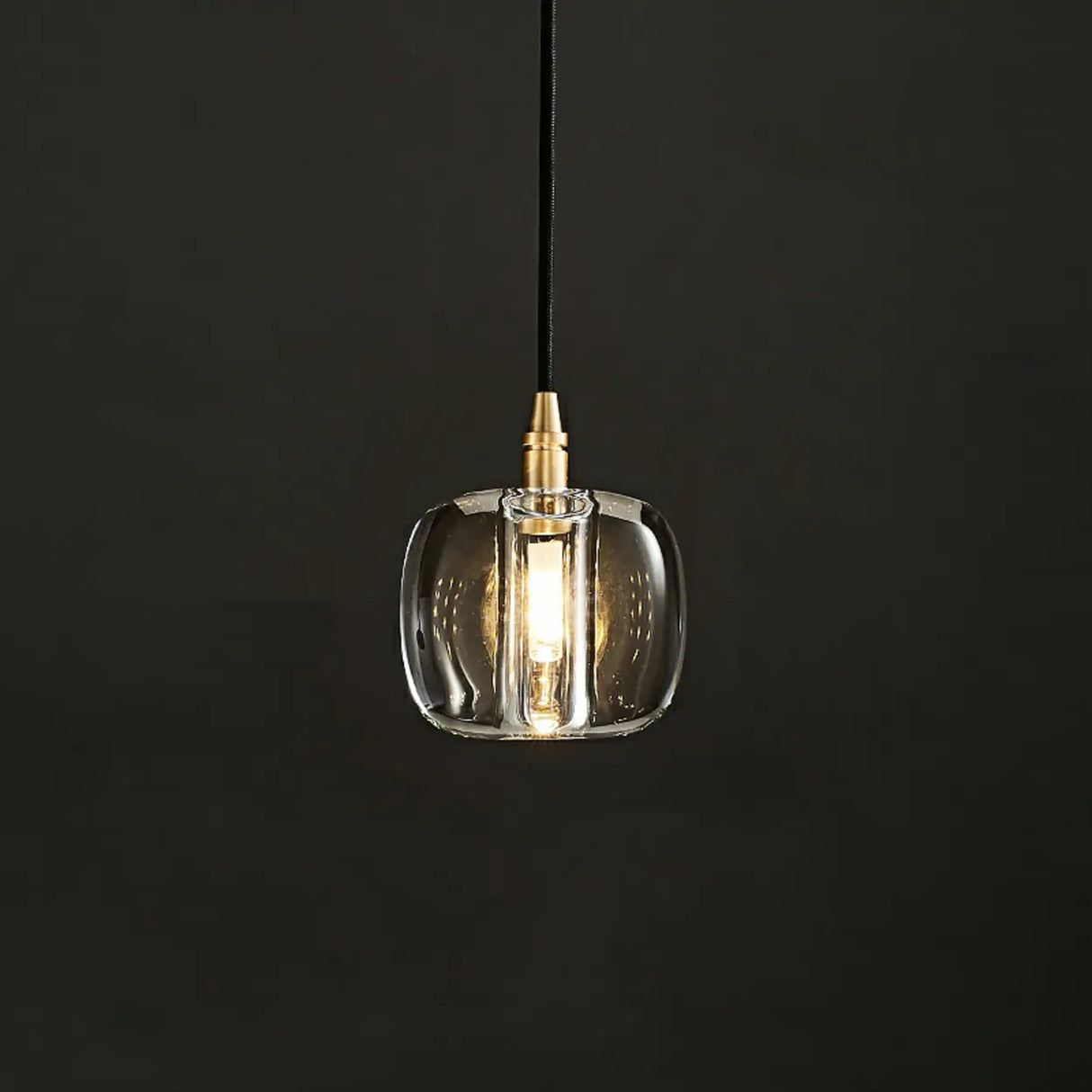 Modern Bedroom Geometric Smoke Gray Crystal Pendant Light Image - 5