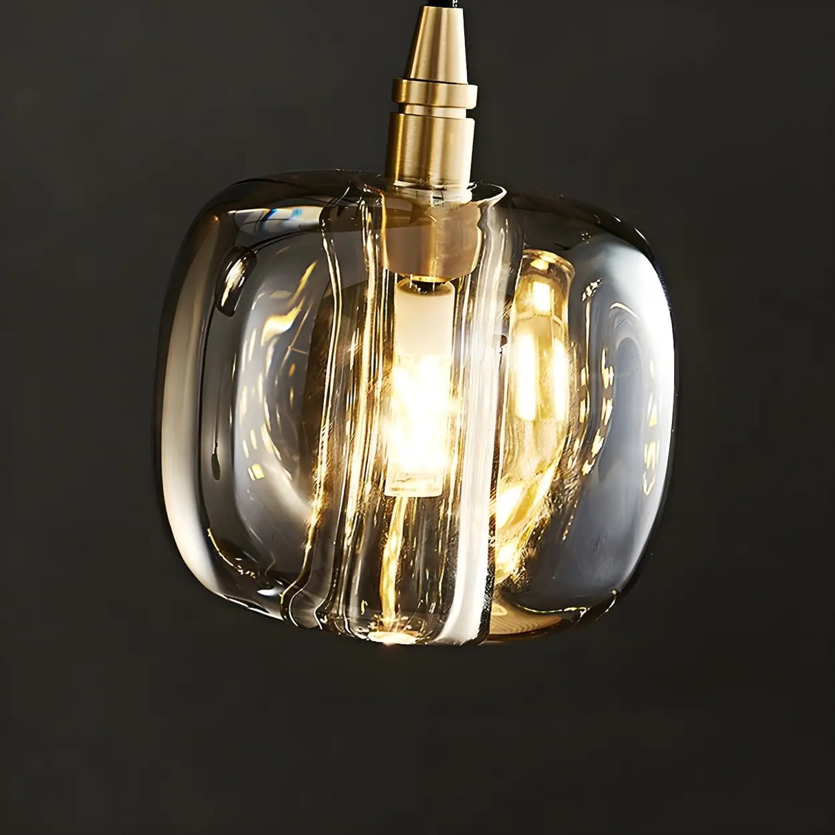 Modern Bedroom Geometric Smoke Gray Crystal Pendant Light Image - 6