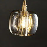 Modern Bedroom Geometric Smoke Gray Crystal Pendant Light Image - 6