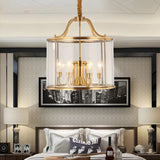 Modern Bedroom Gold Clear Glass Lantern Pendant Chandelier Image - 5