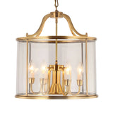 Modern Bedroom Gold Clear Glass Lantern Pendant Chandelier Image - 6