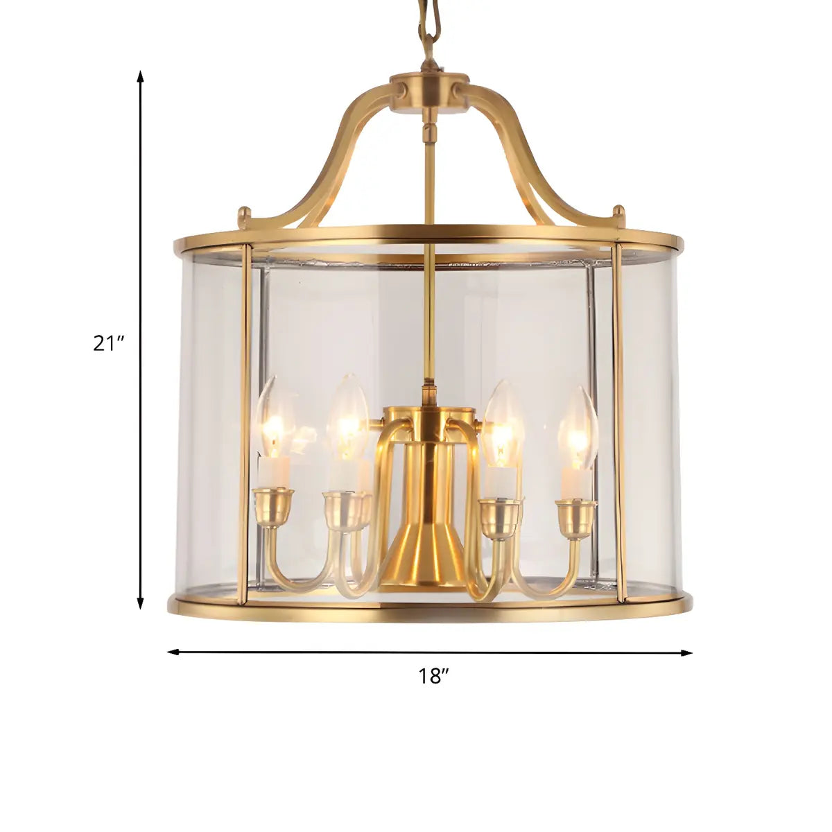 Modern Bedroom Gold Clear Glass Lantern Pendant Chandelier 
