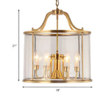 Modern Bedroom Gold Clear Glass Lantern Pendant Chandelier #size