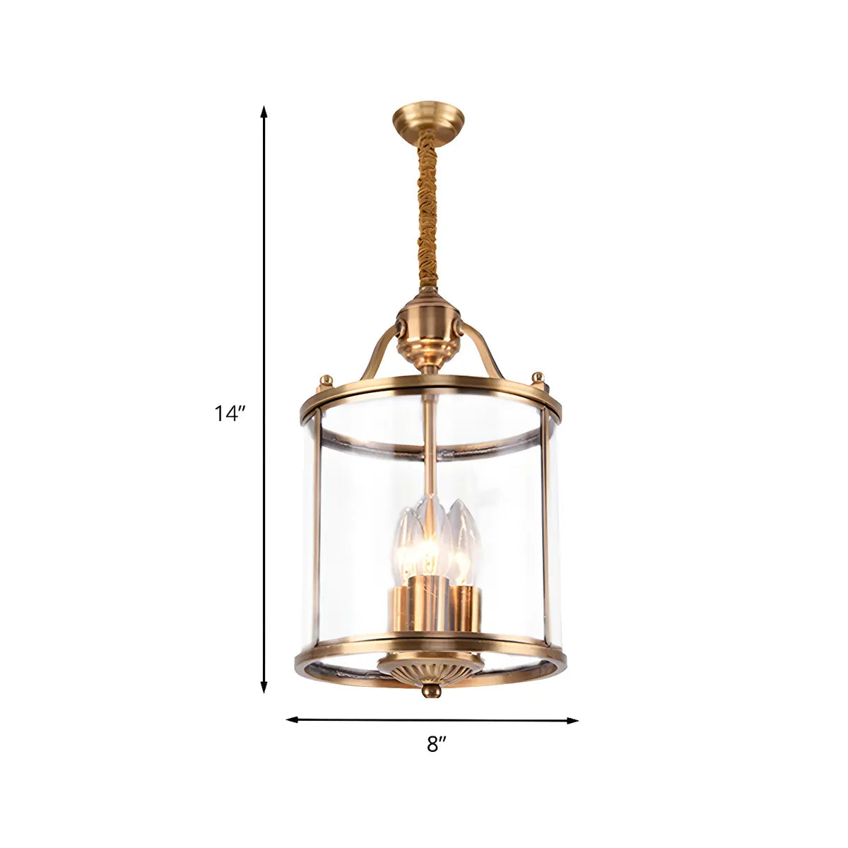 Modern Bedroom Gold Clear Glass Lantern Pendant Chandelier Image - 9