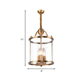Modern Bedroom Gold Clear Glass Lantern Pendant Chandelier Image - 9
