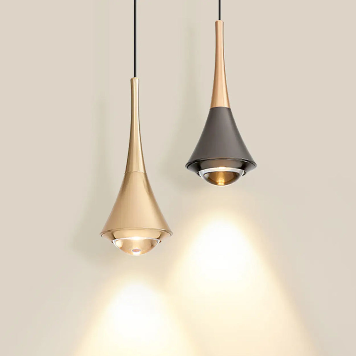 Modern Bedroom Gold Cone Pendant Light Adjustable Height Image - 7