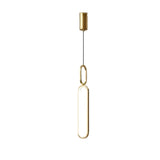 Modern Bedroom Gold Oval Frame LED Pendant Light Image - 4