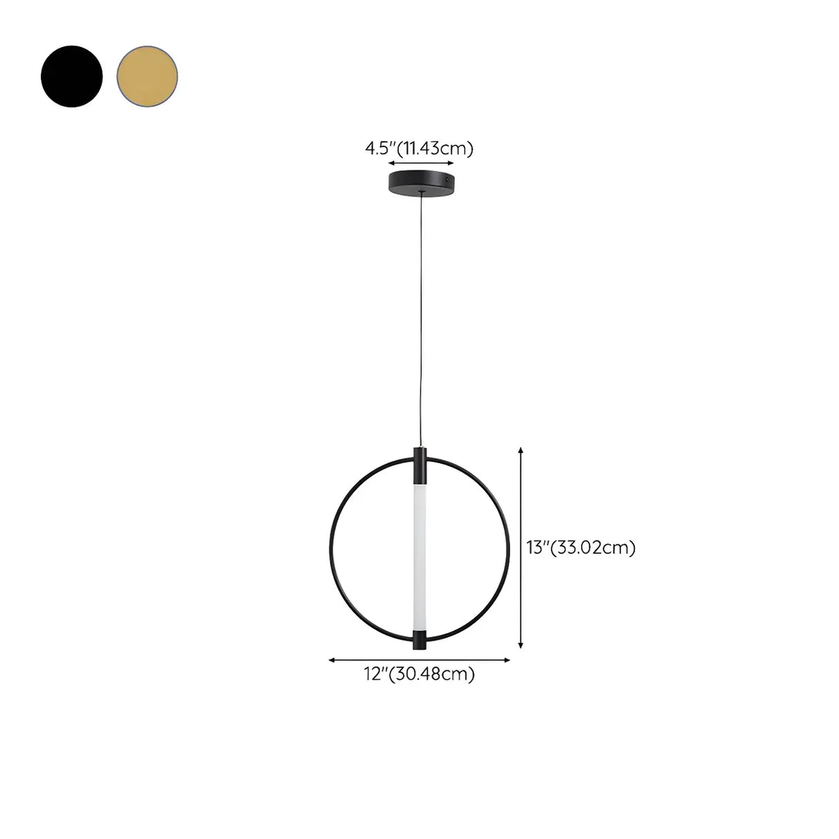Modern Bedroom Gold Ring White Acrylic Pendant Light 