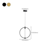 Modern Bedroom Gold Ring White Acrylic Pendant Light #size