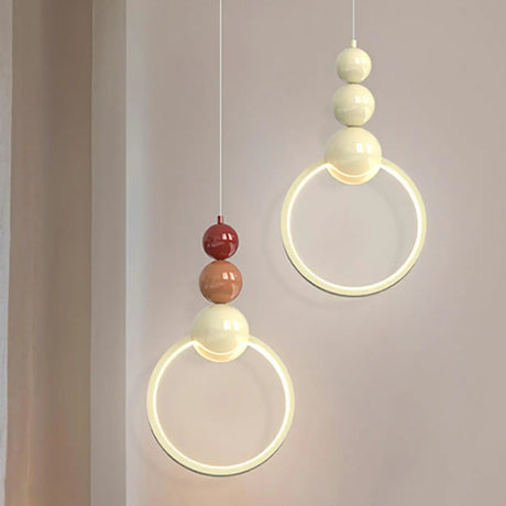 Modern Bedroom LED Art Deco White Circle Pendant Light Image - 1