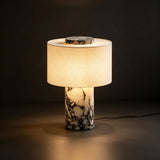 Modern Bedroom Marble Cylinder LED Table Lamp Image - 1