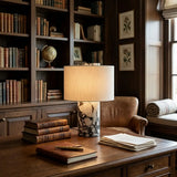 Modern Bedroom Marble Cylinder LED Table Lamp Image - 2
