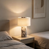 Modern Bedroom Marble Cylinder LED Table Lamp Image - 5