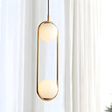 Modern Bedroom Oval White Frosted Globe Pendant Light Image - 11