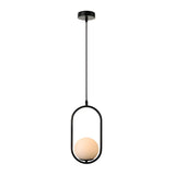 Modern Bedroom Oval White Frosted Globe Pendant Light Image - 3