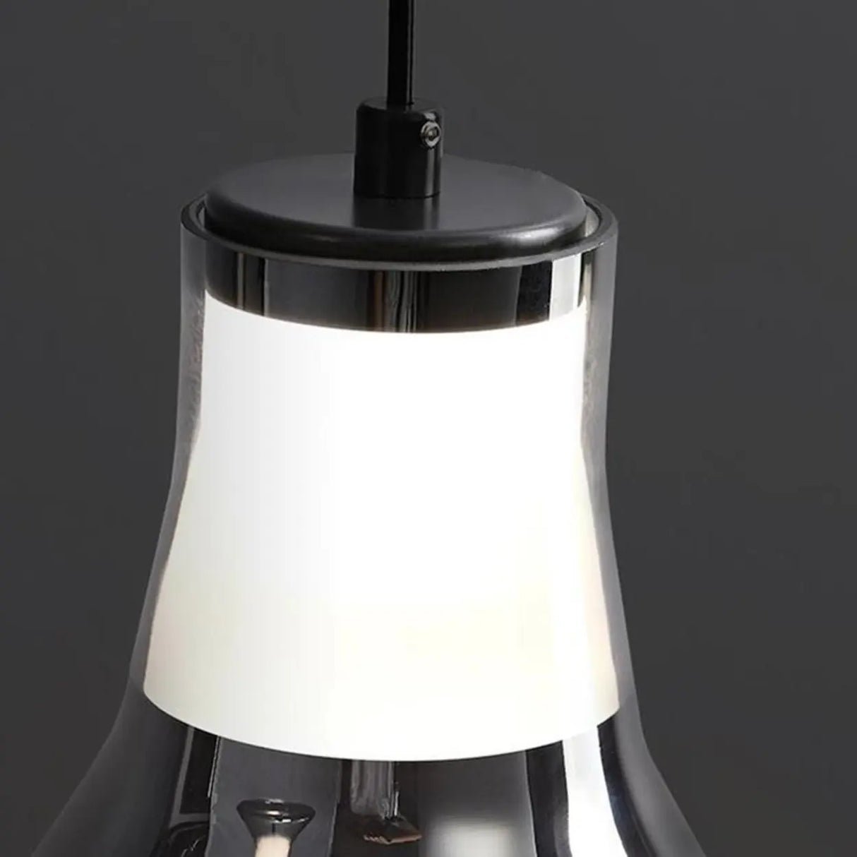 Modern Bedroom Smoke Grey Cone Clear Glass Pendant Light Image - 10