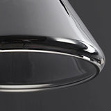 Modern Bedroom Smoke Grey Cone Clear Glass Pendant Light Image - 11