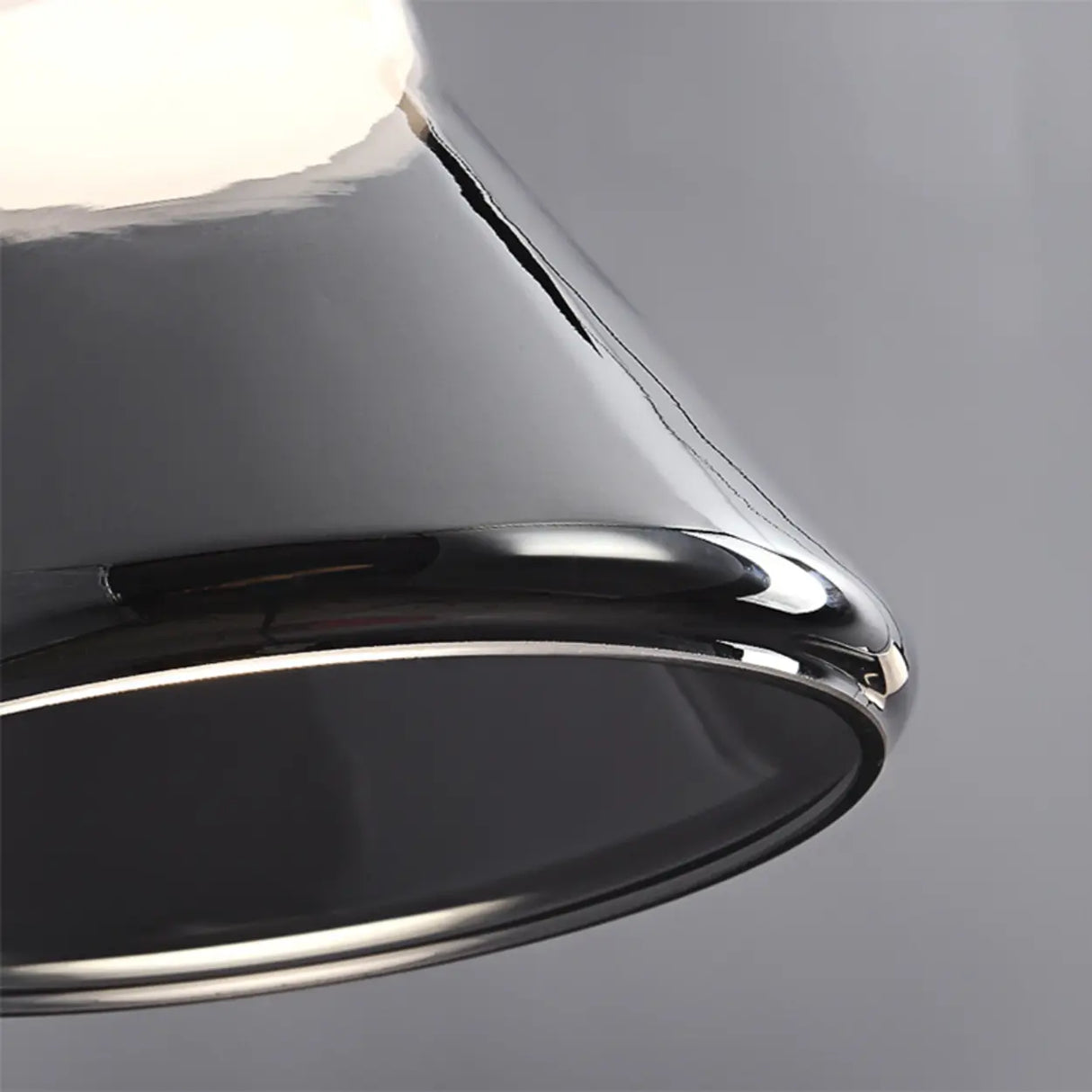 Modern Bedroom Smoke Grey Cone Clear Glass Pendant Light Image - 12