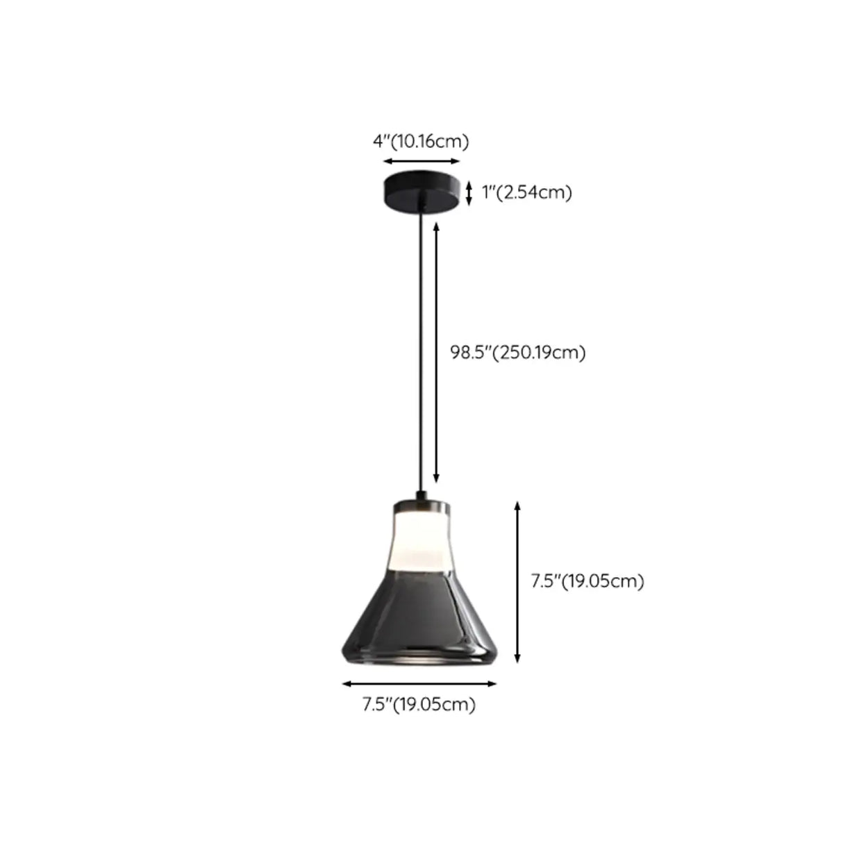 Modern Bedroom Smoke Grey Cone Clear Glass Pendant Light 