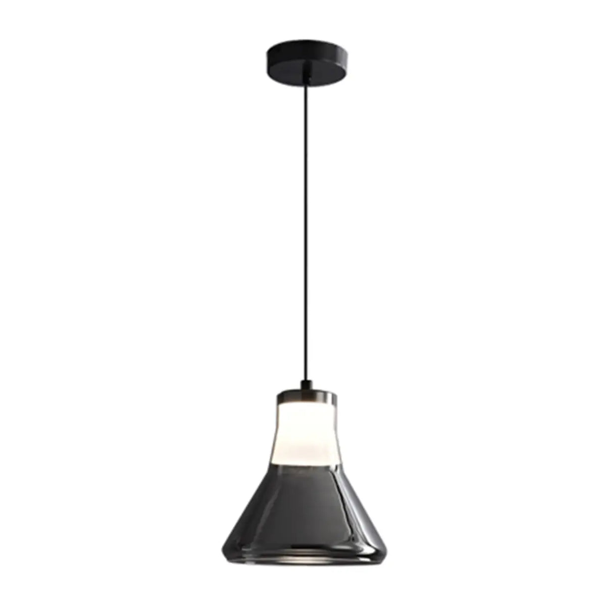Modern Bedroom Smoke Grey Cone Clear Glass Pendant Light Image - 5