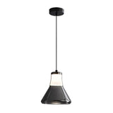 Modern Bedroom Smoke Grey Cone Clear Glass Pendant Light Image - 5