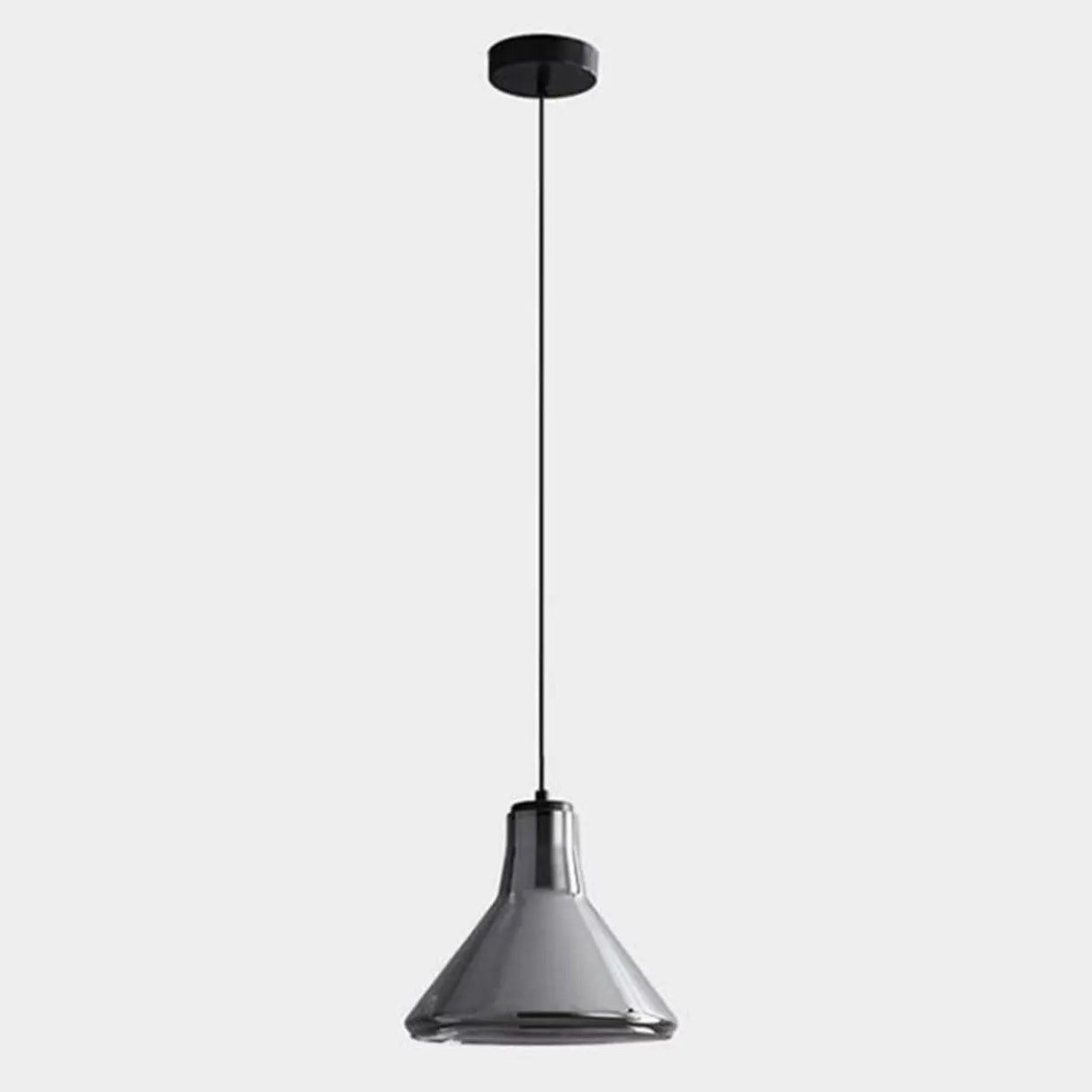 Modern Bedroom Smoke Grey Cone Clear Glass Pendant Light Image - 6