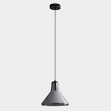 Modern Bedroom Smoke Grey Cone Clear Glass Pendant Light Image - 6