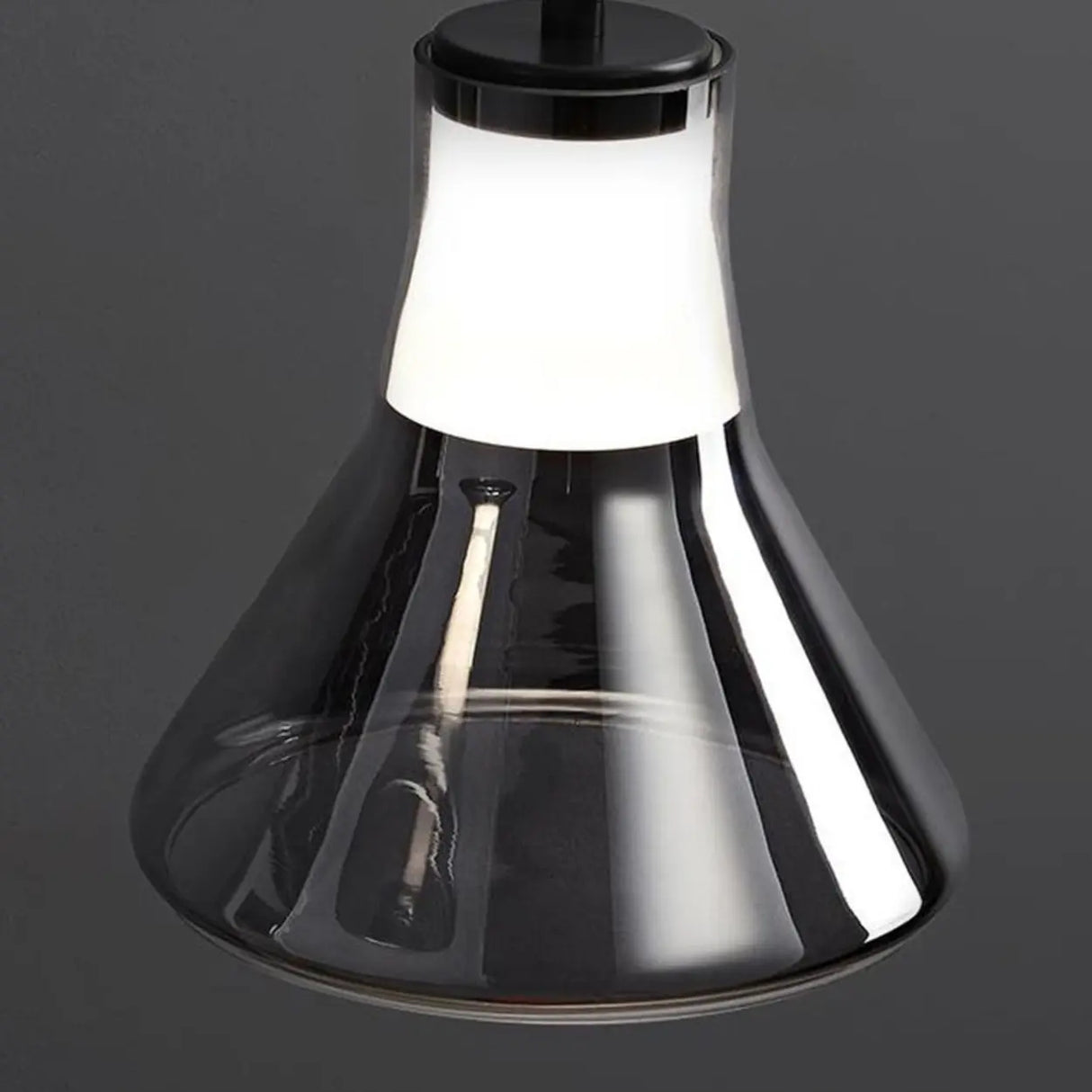 Modern Bedroom Smoke Grey Cone Clear Glass Pendant Light Image - 9