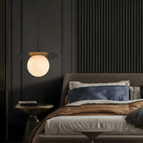 Modern Bedroom White Globe Alabaster Pendant Light Image - 4