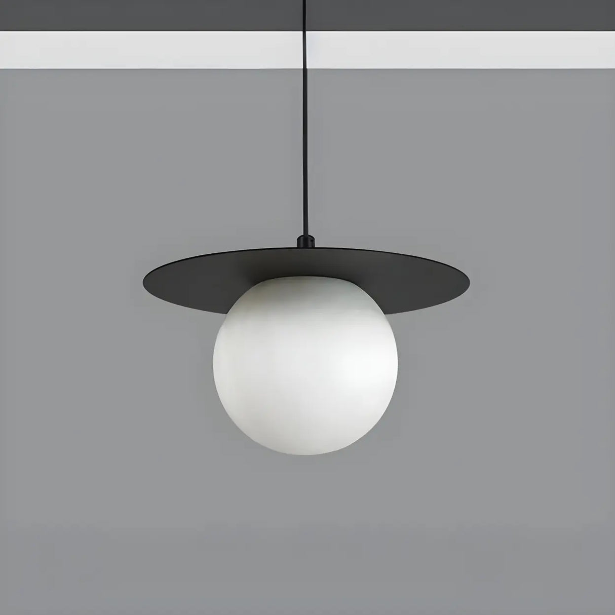 Modern Bedroom White Globe Alabaster Pendant Light Image - 5