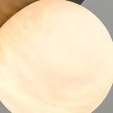 Modern Bedroom White Globe Alabaster Pendant Light Image - 6