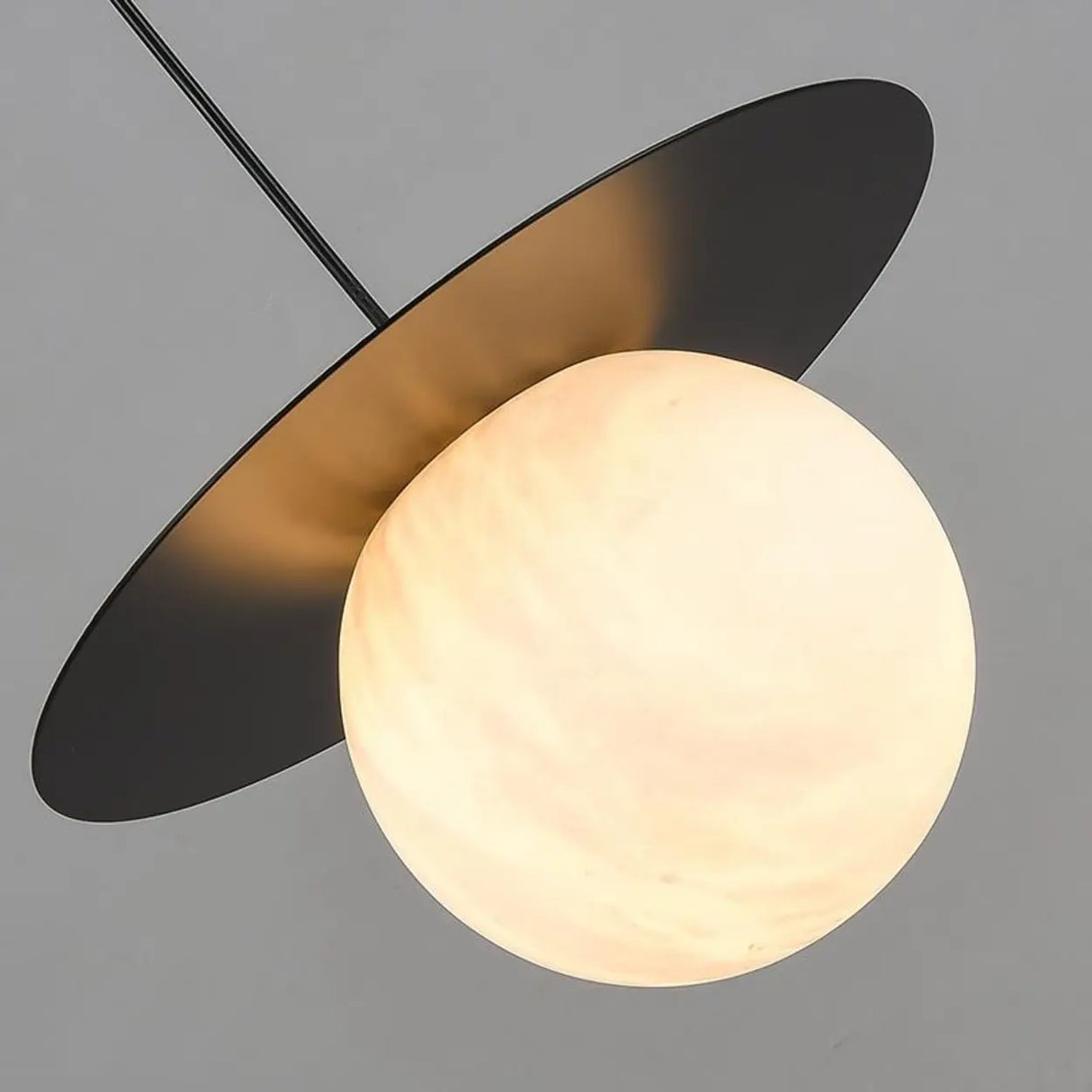 Modern Bedroom White Globe Alabaster Pendant Light Image - 7