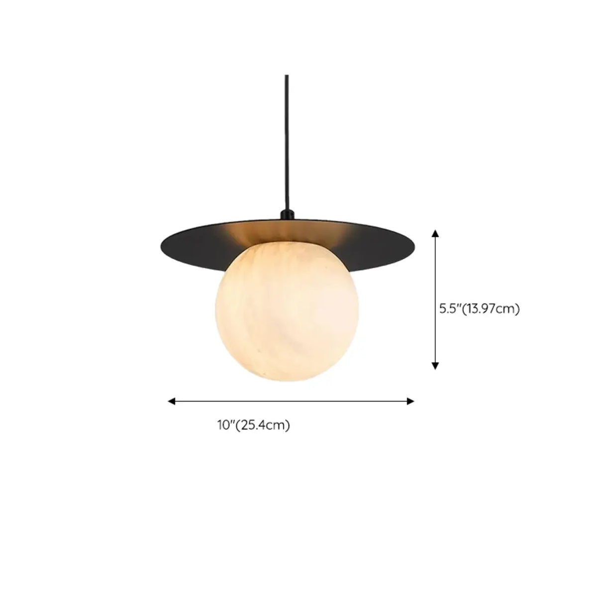 Modern Bedroom White Globe Alabaster Pendant Light 